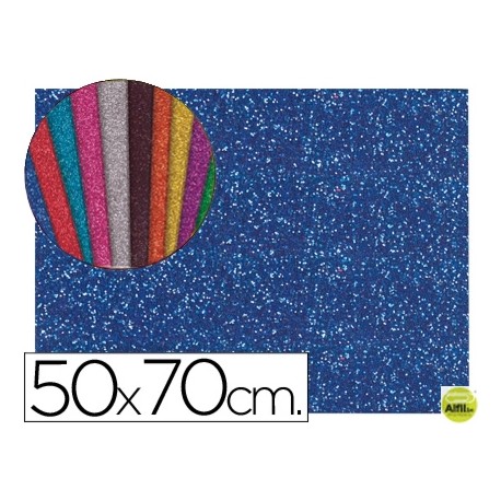 GOMA EVA CON PURPURINA LIDERPAPEL 50X70CM 60G/M2 ESPESOR 2MM AZUL OSCURO