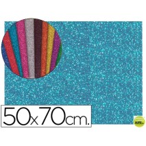GOMA EVA CON PURPURINA LIDERPAPEL 50X70CM 60G/M2 ESPESOR 2MM AZUL CLARO