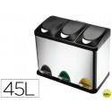PAPELERA CONTENEDOR Q-CONNECT METALICA CON TAPADERA DE PLASTICO Y PEDAL 3 DEPOSITOS 45L 605X340X485