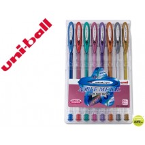BOLIGRAFO UNI BALL UM-120 SIGNO 0,7 MM TINTA GEL ESTUCHE DE 8 COLORES METALIZADOS