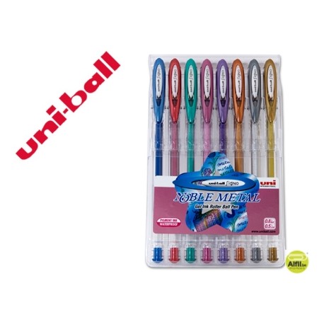 BOLIGRAFO UNI BALL UM-120 SIGNO 0,7 MM TINTA GEL ESTUCHE DE 8 COLORES METALIZADOS