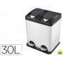 PAPELERA CONTENEDOR Q-CONNECT METALICA CON TAPADERA DE PLASTICO Y PEDAL 2 DEPOSITOS 30L 410X340X485