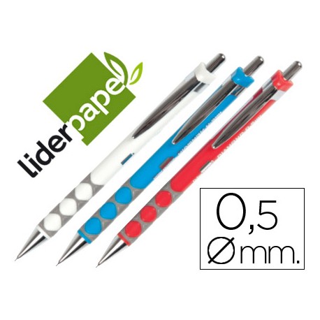 PORTAMINAS LIDERPAPEL DIAMOND 0.5 MM CON GOMA Y SUJECION SOFT COLORES SURTIDOS
