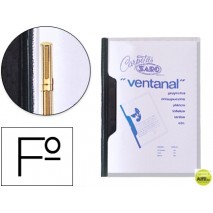 CARPETA DOSSIER FASTENER PLASTICO SARO FOLIO CON VENTANA COLOR NEGRO
