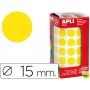 GOMETS AUTOADHESIVOS CIRCULARES 15 MM AMARILLO EN ROLLO CON 2832 UNIDADES
