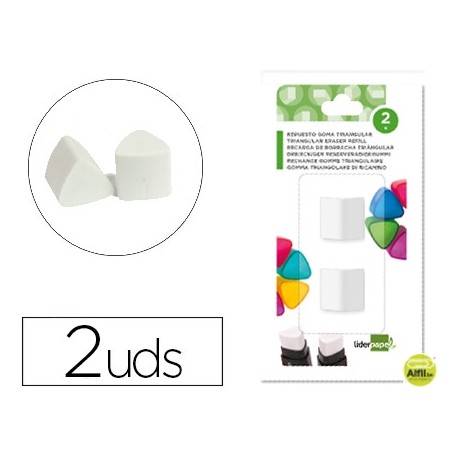 REPUESTO GOMA LIDERPAPEL TRIANGULAR CON SACAPUNTAS BLISTER DE 2 UNIDADES