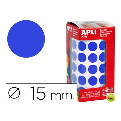 GOMETS AUTOADHESIVOS CIRCULARES 15 MM AZUL EN ROLLO CON 2832 UNIDADES