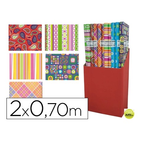 PAPEL FANTASIA TODO AÑO ROLLO 2 X 0,70 MT 60 GR MODELOS SURTIDOS