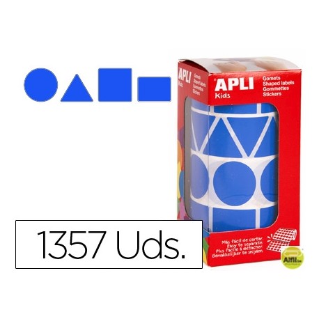 GOMETS AUTOADHESIVOS FIGURAS GEOMETRICAS TAMAÑO XL AZUL EN ROLLO CON 1357 UNIDADES