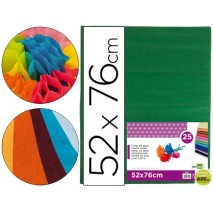 PAPEL SEDA LIDERPAPEL VERDE OSCURO 50X76CM 18 GR/M2 PAQUETE DE 25 HOJAS