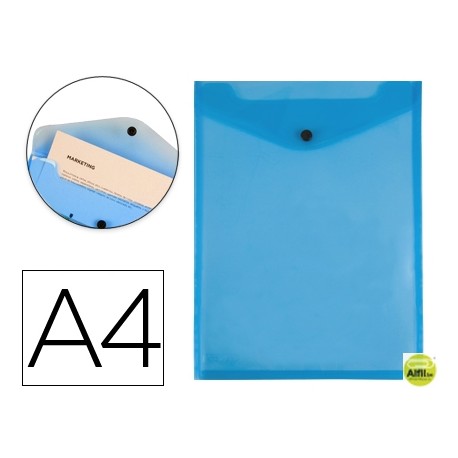 CARPETA LIDERPAPEL DOSSIER BROCHE POLIPROPILENO DIN A4 FORMATO VERTICAL AZUL TRANSPARENTE 50 HOJAS
