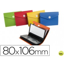 CARPETA LIDERPAPEL CLASIFICADOR DE TARJETAS PLASTICO PARA 40 TARJETAS 80X106 MM 2 COLORES SURTIDOS
