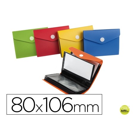 CARPETA LIDERPAPEL CLASIFICADOR DE TARJETAS PLASTICO PARA 40 TARJETAS 80X106 MM 2 COLORES SURTIDOS