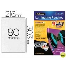BOLSA DE PLASTIFICAR FELLOWES BRILLO DIN A4 80 MICRAS PACK 25
