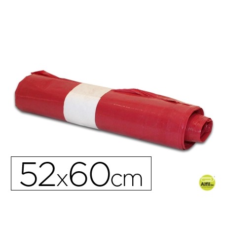 BOLSA BASURA DOMESTICA ROJA 52X60CM GALGA 70 ROLLO DE 20 UNIDADES