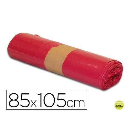 BOLSA BASURA INDUSTRIAL ROJA 85X105CM GALGA 110 ROLLO DE 10 UNIDADES