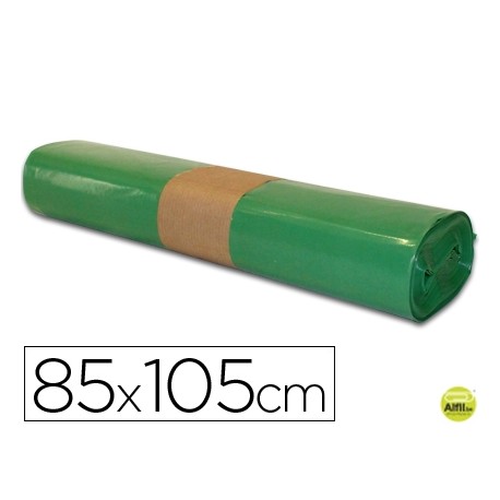 BOLSA BASURA INDUSTRIAL VERDE 85X105CM GALGA 110 ROLLO DE 10 UNIDADES