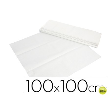 MANTEL DE PAPEL BLANCO EN HOJAS 100X100 CM CAJA DE 400