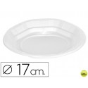 PLATO DE PLASTICO BLANCO LLANO 17CM DE DIAMETRO PAQUETE DE 50