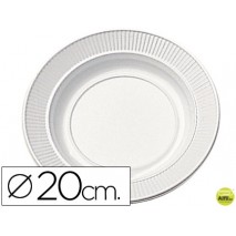 PLATO DE PLASTICO BLANCO LLANO 20CM DE DIAMETRO PAQUETE DE 50