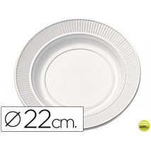PLATO DE PLASTICO BLANCO LLANO 22CM DE DIAMETRO PAQUETE DE 100