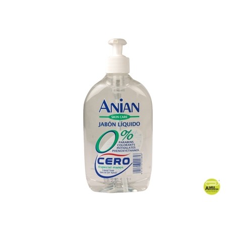 JABON LIQUIDO LAVAMANOS CON DISPENSADOR ANIAM CERO COLORANTES 500 ML