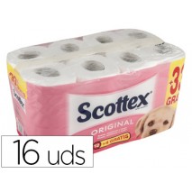 PAPEL HIGIENICO SCOTTEX ORIGINAL PACK 12+4 ROLLOS