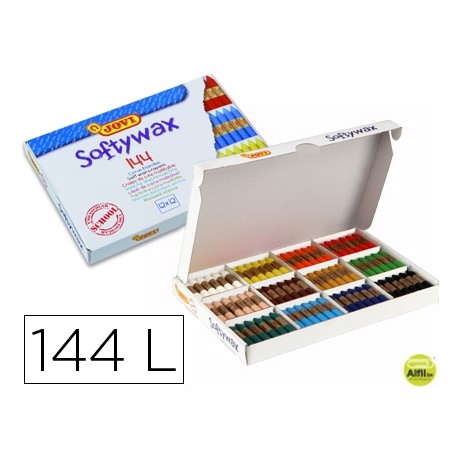 LAPICES CERA JOVI SOFTYWAX CAJA DE 144 UNIDADES 12 COLORES SURTIDOS