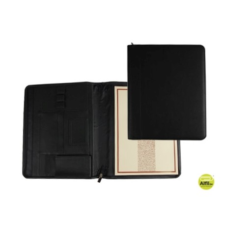 CARPETA PORTAFOLIOS ARTESANIA SIMIL PIEL TAMAÑO DIN A4 COLORNEGRO CON CREMALLERA Y DEPARTAMENTOS 332