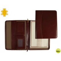 CARPETA PORTAFOLIOS ARTESANIA DE PIEL TAMAÑO DIN A4 COLOR MARRON CON CREMALLERA Y DEPARTAMENTOS 343X