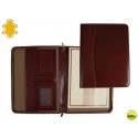 CARPETA PORTAFOLIOS ARTESANIA DE PIEL TAMAÑO DIN A4 COLOR MARRON CON CREMALLERA Y DEPARTAMENTOS 343X