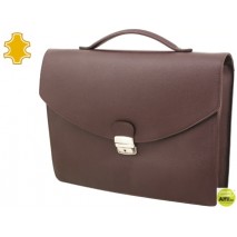 CARTERA PORTAFOLIOS ARTESANIA DE PIEL COLOR MARRON CHOCOLATE CON BROCHE 390X340X80 MM
