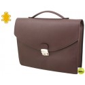 CARTERA PORTAFOLIOS ARTESANIA DE PIEL COLOR MARRON CHOCOLATE CON BROCHE 390X340X80 MM