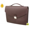 CARTERA PORTAFOLIOS ARTESANIA DE PIEL COLOR MARRON CHOCOLATE CON BROCHE 390X340X80 MM
