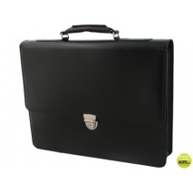 CARTERA PORTAFOLIOS ARTESANIA SIMIL PIEL COLOR NEGRO CON BROCHE 360X400X74 MM