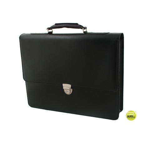 CARTERA PORTAFOLIOS ARTESANIA SIMIL PIEL COLOR NEGRO CON BROCHE 360X400X74 MM