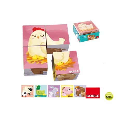 PUZZLE DISET 4 CUBOS GRANJA