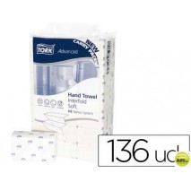 TOALLA DE PAPEL ENGARZADA 2 CAPAS 8,5X21,2 CM PAQUETE DE 136 UNIDADES PARA DISPENSADOR H2
