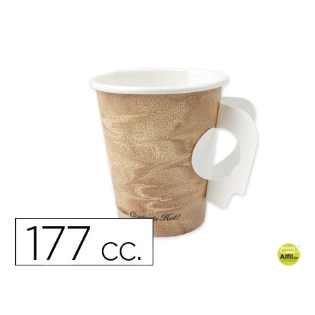 VASO CARTON PARED GRUESA CON TAPA 177 CC PAQUETE DE 50