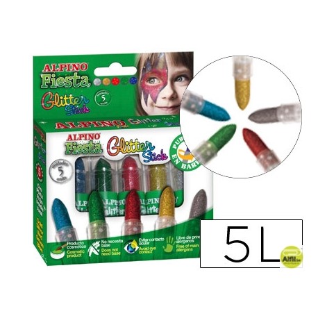 BARRA MAQUILLAJE ALPINO GLITTER 5 COLORES SURTIDOS