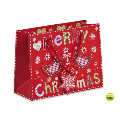 BOLSA DE REGALO CON MOTIVOS NAVIDEÑO 17X22,5 CM