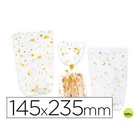 BOLSAS CELOFAN 145X235 MM MOTIVOS NAVIDEÑOS SET DE 10 UNIDADES