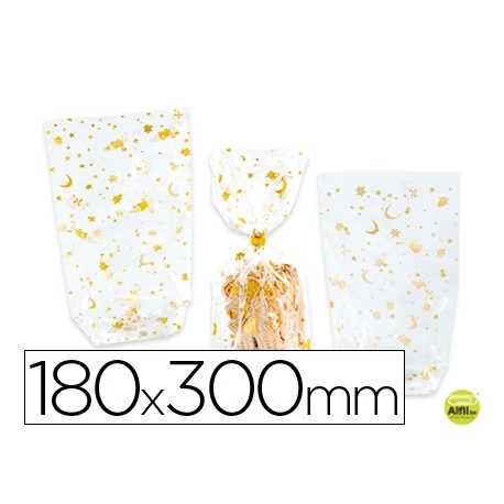 BOLSAS CELOFAN 180X300 MM MOTIVOS NAVIDEÑOS SET DE 10 UNIDADES