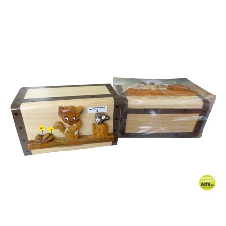 HUCHA DE MADERA CON DISEÑO DE ANIMALES