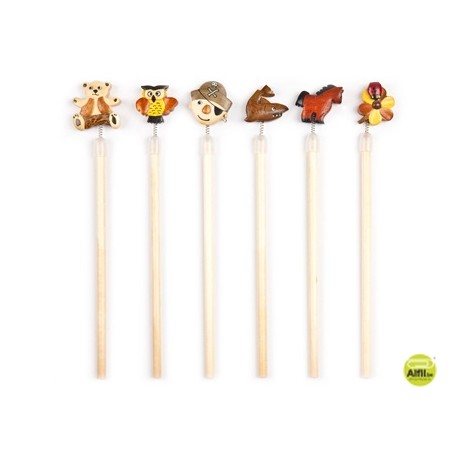 LAPIZ DE MADERA CON DISEÑO DE ANIMALES