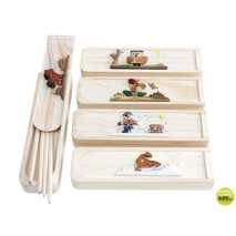 PORTATODO DE MADERA CON DECORACION DE ANIMALES