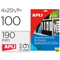 ETIQUETA ADHESIVA APLI 1233 TAMAÑO 190X61 MM PARA FOTOCOPIADORA LASER INK-JET CAJA 25 HOJAS CON 100
