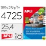 ETIQUETA ADHESIVAS APLI 10198 TAMAÑO 25,4X10 MM REMOVIBLE PARA FOTOCOPIADORA LASER INK-JET CAJA 25 H