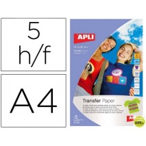 PAPEL TRANSFER APLI PARA PRENDAS OSCURAS CON ACABADO FOTOGRAFICO TAMAÑO DIN A4 PACK DE 5 HOJAS