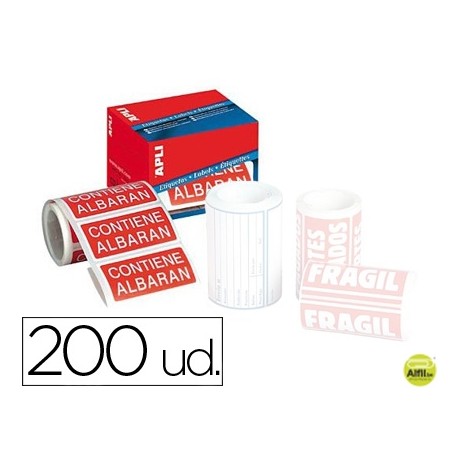 ETIQUETAS APLI CONTIENE ALBARAN 50X100 MM ROLLO CON 200 UNIDADES